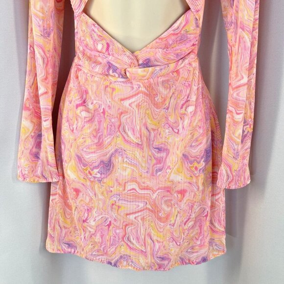 NWT LoveShackFancy Nanita Pink Long Sleeve Cutout Mini Dress $495 - Picture 5 of 14